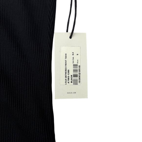 NWT AGOLDE Lola Gathered Front Tank Sz Small Black - Picture 3 of 7